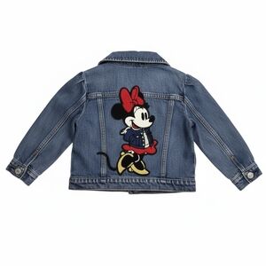 GAP x Disney Minnie Mouse Denim Jean Jacket Toddler 3Y Glitter Shoes Patch